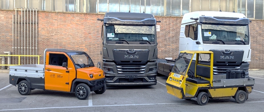 neuer Spijkstaal Elektro-Transporter IONA, daneben die eLKW von MAN und der Spijkstaal Typ 620